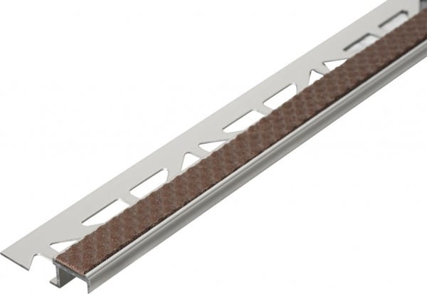 Treppenprofil aus Aluminium mit Antirutschbeschichtung kakao 9 mm 250 cm Aluminium/PVC